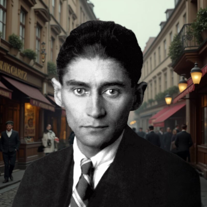 Ein Mann mit dunklem Haar und Anzug steht auf einer belebten Stadtstraße mit traditionellen Gebäuden und Laternen im Hintergrund, schwarz-weiß, stilvoll aufgenommen.